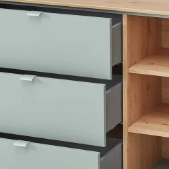 Wohnen Sideboards<240x77x44 Sideboard in Graugrün und Wildeiche - Yoan