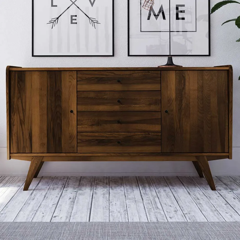 Wohnen Sideboards<160x90x50 Sideboard in Nussbaumfarben lackiert - Nadelle