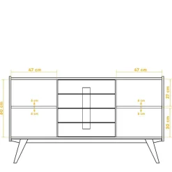Wohnen Sideboards<160x90x50 Sideboard in Nussbaumfarben lackiert - Nadelle