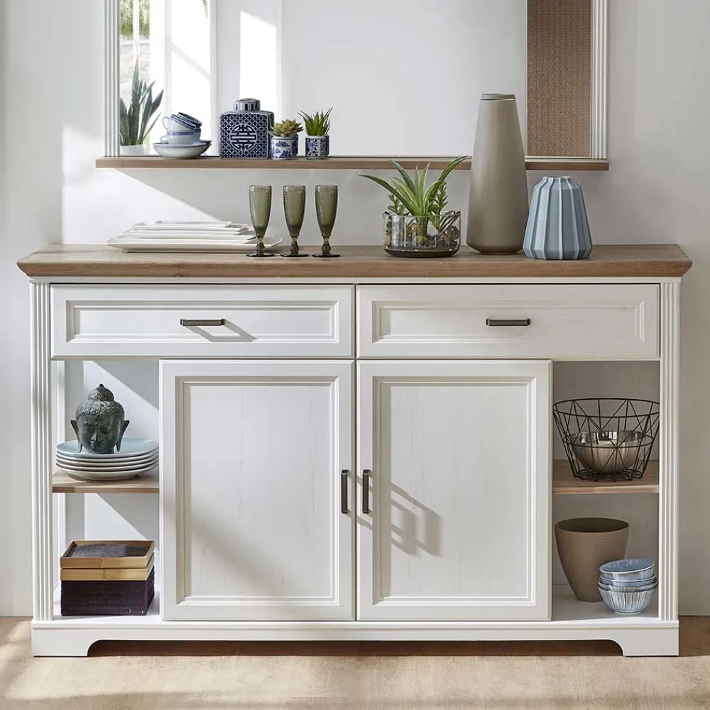 Wohnen Sideboards<171x102x48 Sideboard in Weiß & Eiche - Sinolita