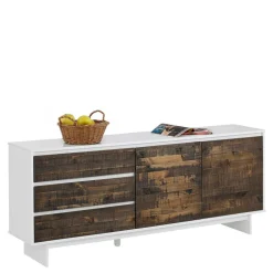 Wohnen Sideboards<165x68x35 Sideboard in Weiß & Kiefer dunkel - Chihu