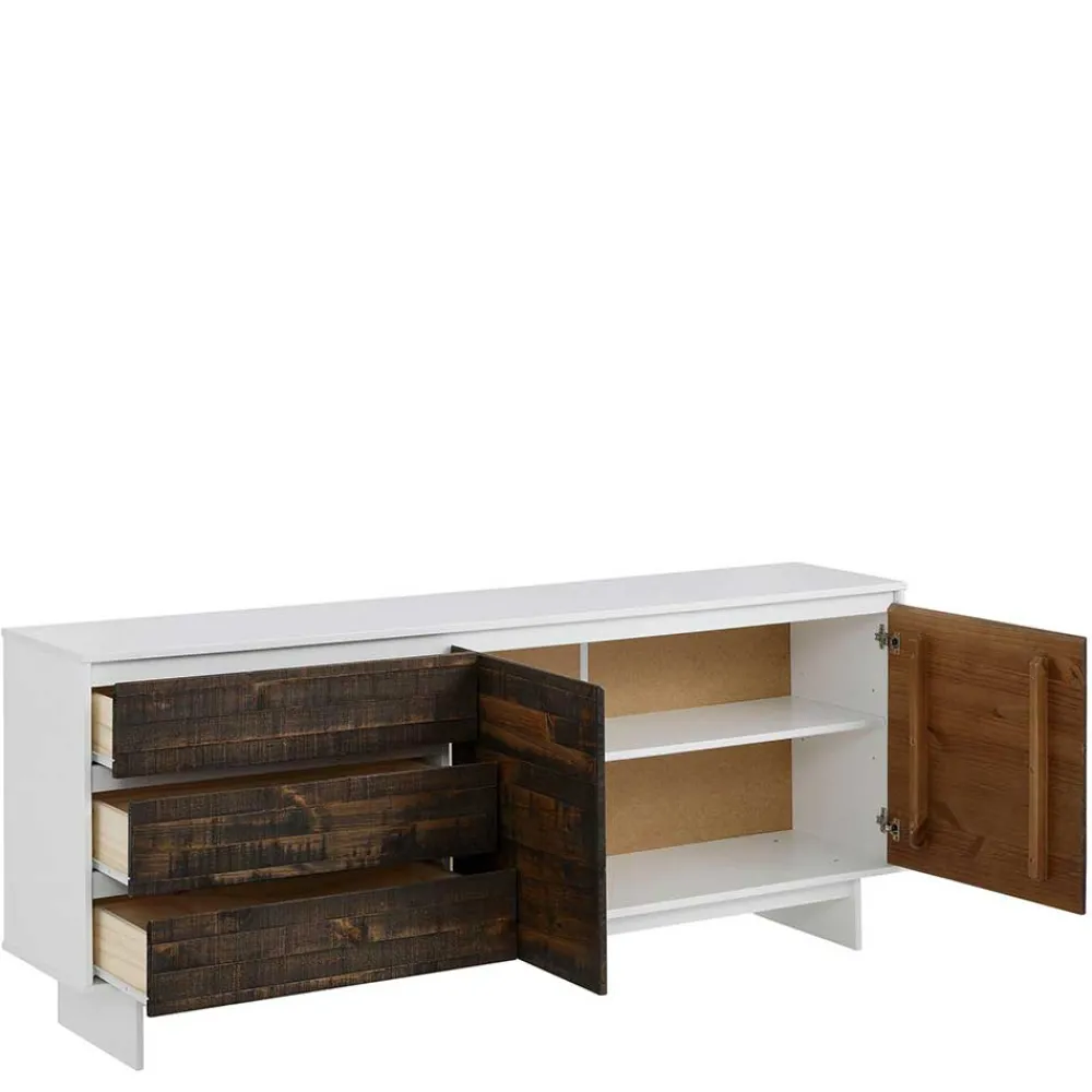 Wohnen Sideboards<165x68x35 Sideboard in Weiß & Kiefer dunkel - Chihu