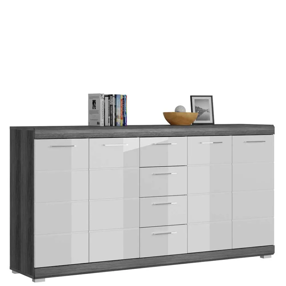 Wohnen Sideboards<165x85x37 Sideboard in Weiß HG & Grau - Nancys