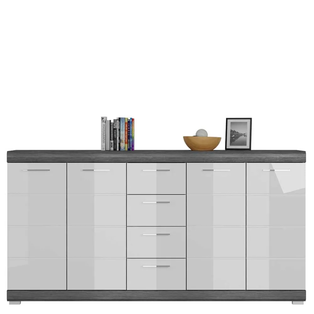 Wohnen Sideboards<165x85x37 Sideboard in Weiß HG & Grau - Nancys