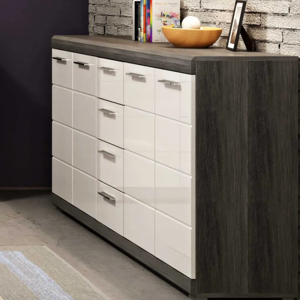 Wohnen Sideboards<165x85x37 Sideboard in Weiß HG & Grau - Nancys