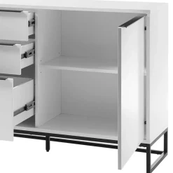 Wohnen Sideboards<184x85x40 Sideboard in Weiß mit Schwarz - Enkraja