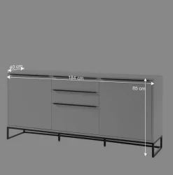Wohnen Sideboards<184x85x40 Sideboard in Weiß mit Schwarz - Enkraja