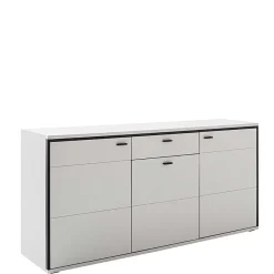 Wohnen Sideboards<183x89x44 Sideboard in Weiß mit Schwarzgrau - Loazin