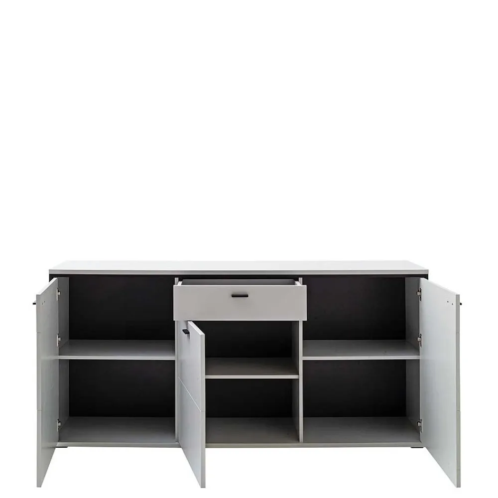 Wohnen Sideboards<183x89x44 Sideboard in Weiß mit Schwarzgrau - Loazin