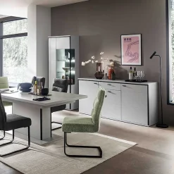 Wohnen Sideboards<183x89x44 Sideboard in Weiß mit Schwarzgrau - Loazin