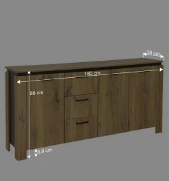 Wohnen Sideboards<180x86x38 Sideboard in Zinneiche Optik - Traudarian