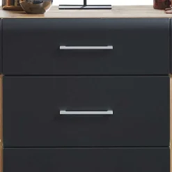 Wohnen Sideboards<170x93x40 Sideboard mit Glas in Schwarz & Wildeiche - Kandu
