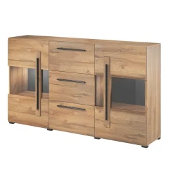 Wohnen Sideboards<180x86x39 Sideboard mit Glaseinsätzen in Eiche NB - Aberdeen