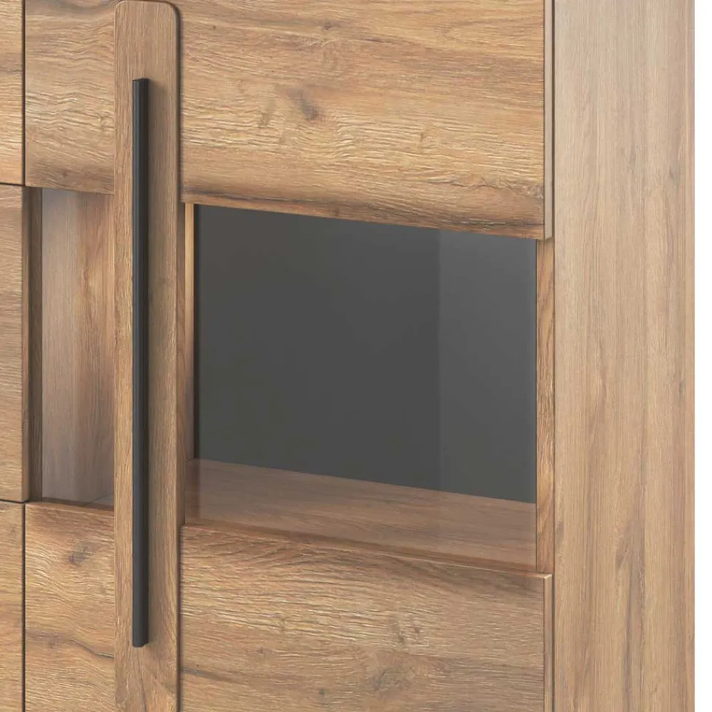 Wohnen Sideboards<180x86x39 Sideboard mit Glaseinsätzen in Eiche NB - Aberdeen