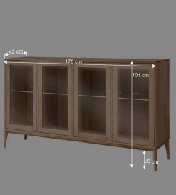 Wohnen Vitrinen<178x82x42 Sideboard mit Glastüren & LED Licht - Lamia