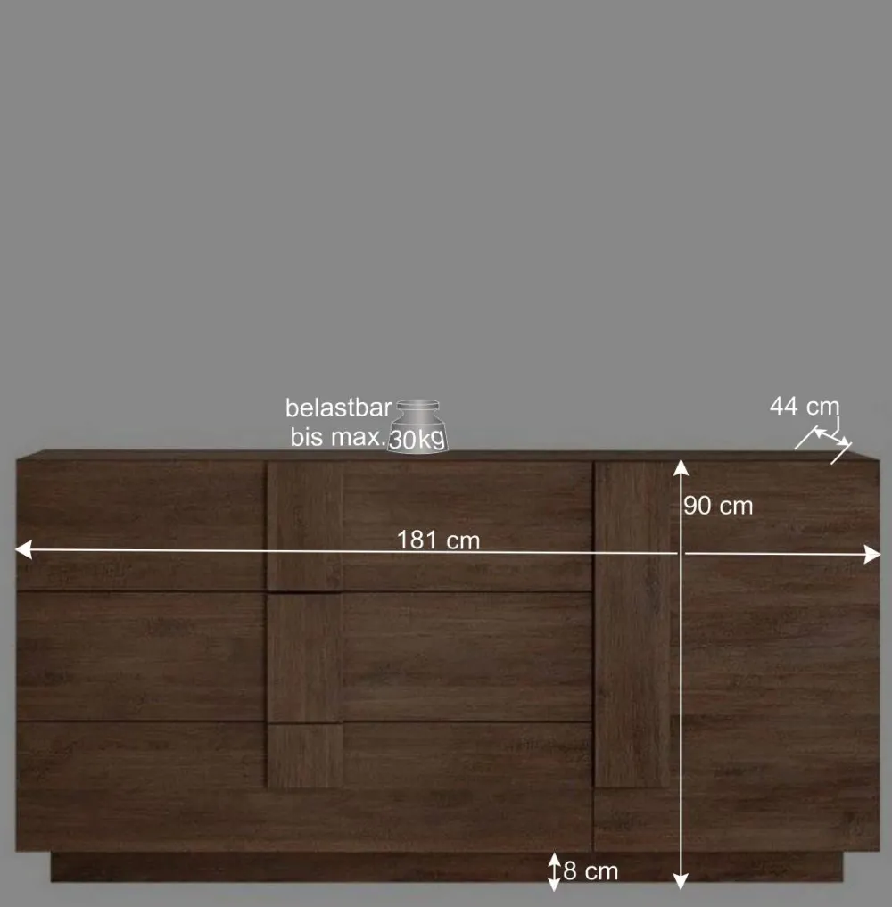 Wohnen Sideboards<181x90x44 Sideboard mit sechs Schubladen & Tür - Basento