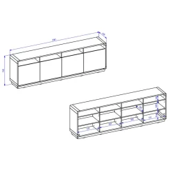 Wohnen Sideboards<238x75x40 Sideboard mit Türen & Fächern - Ilunas