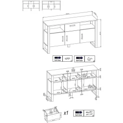 Wohnen Sideboards<160x90x45 Sideboard mit zwei offenen Fächern - Dudleys