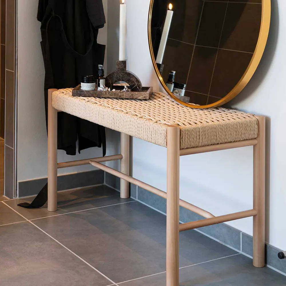 Wohnen Sitzbank<80x45x35 Sitzbank aus Kordel Geflecht - Vanadrino