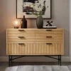 Wohnen Sideboards<120x80x40 Skandi Kommode in Eiche und Schwarz - Piassona