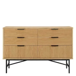 Wohnen Sideboards<120x80x40 Skandi Kommode in Eiche und Schwarz - Piassona