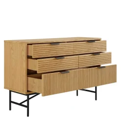 Wohnen Sideboards<120x80x40 Skandi Kommode in Eiche und Schwarz - Piassona