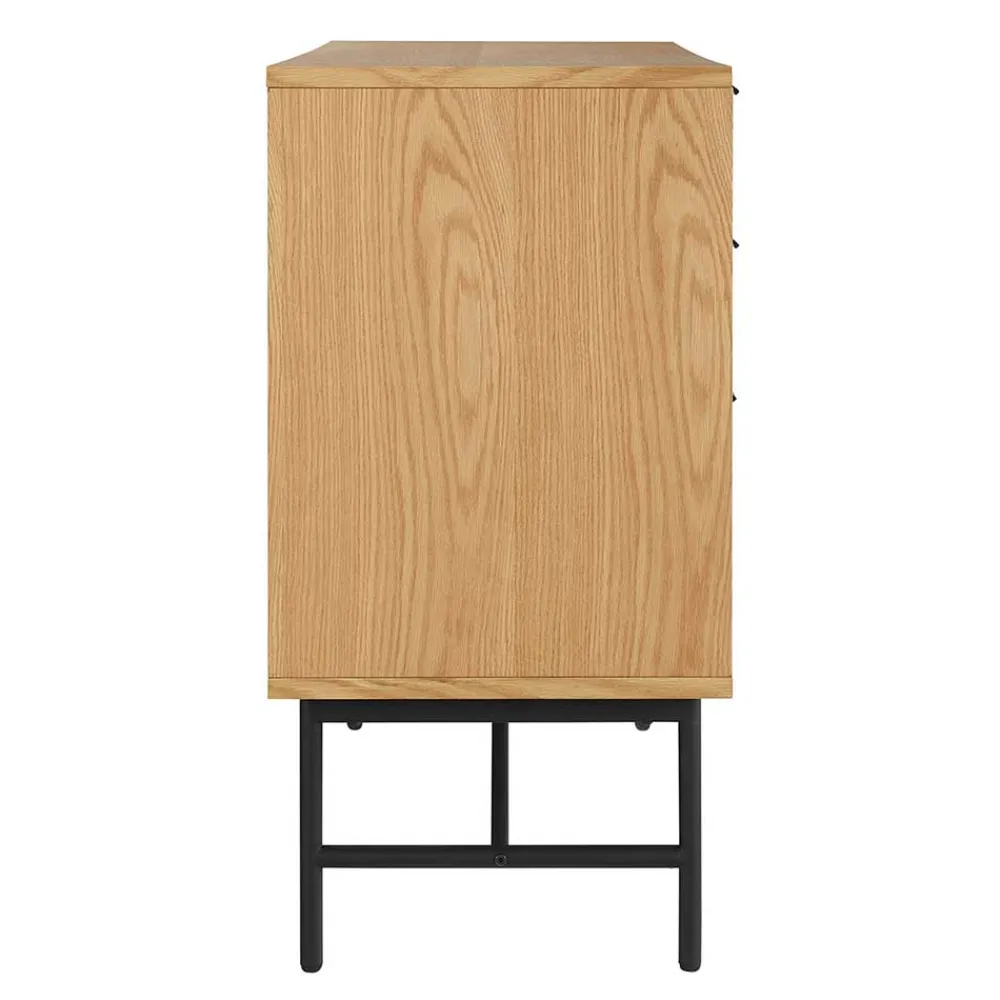 Wohnen Sideboards<120x80x40 Skandi Kommode in Eiche und Schwarz - Piassona
