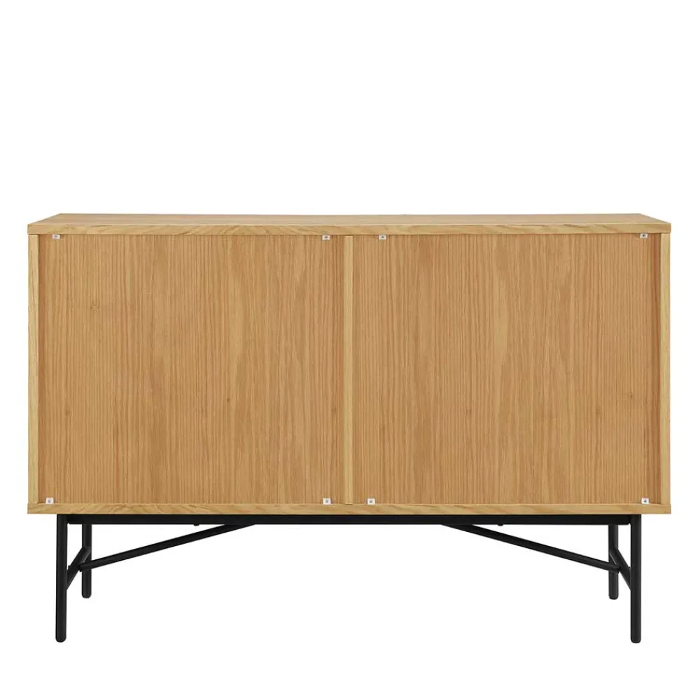 Wohnen Sideboards<120x80x40 Skandi Kommode in Eiche und Schwarz - Piassona