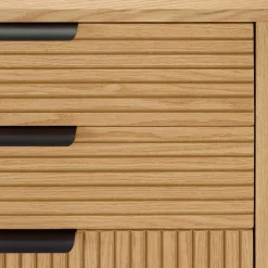 Wohnen Sideboards<120x80x40 Skandi Kommode in Eiche und Schwarz - Piassona