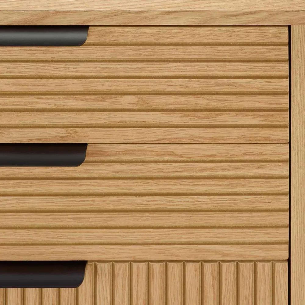 Wohnen Sideboards<120x80x40 Skandi Kommode in Eiche und Schwarz - Piassona