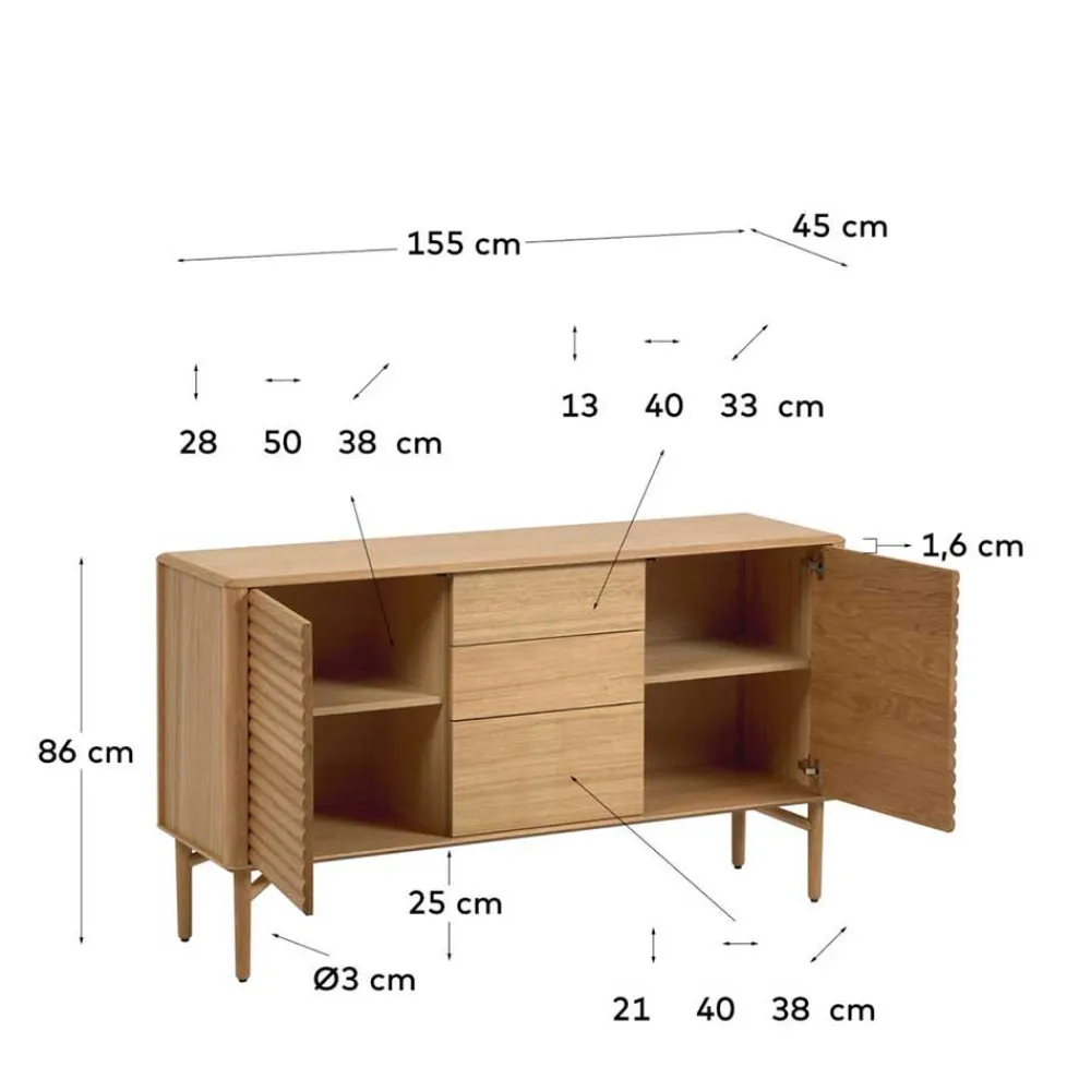 Wohnen Sideboards<155x86x45 Skandi Kommode in Eiche - Eyre