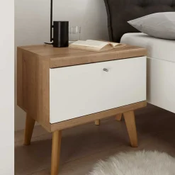 Wohnen Kommoden<54x50x40 Skandi Nachtkommode mit Klappe - Cablos