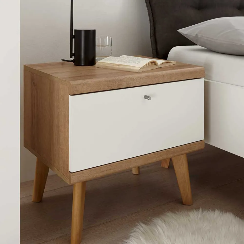 Wohnen Kommoden<54x50x40 Skandi Nachtkommode mit Klappe - Cablos