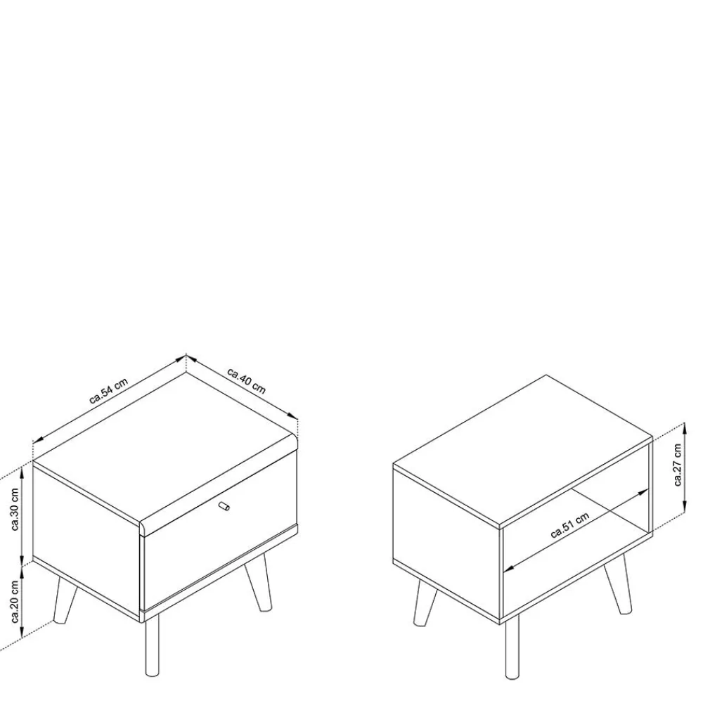 Wohnen Kommoden<54x50x40 Skandi Nachtkommode mit Klappe - Cablos