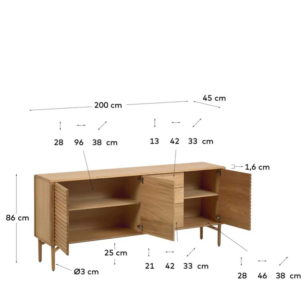 Wohnen Sideboards<200x86x45 Skandi Sideboard in Eiche - Grover