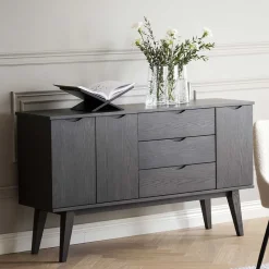 Wohnen Sideboards<150x85x40 Skandi Sideboard in Eiche Dunkelbraun - Lomarios