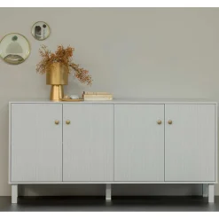 Wohnen Sideboards<160x78x46 Skandi Sideboard 4-türig in Grau - Huvina