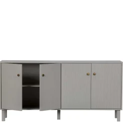 Wohnen Sideboards<160x78x46 Skandi Sideboard 4-türig in Grau - Huvina