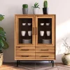 Wohnen Highboards|Vitrinen<97x125x45 Skandi Vitrine mit vier Schubladen - Kerfa