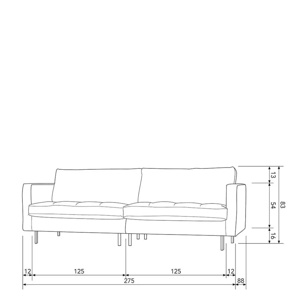 Wohnen Sofas<275x83x88 Sofa mit blauem Bezug aus Samt - Cumagon