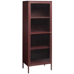 Wohnen Vitrinen<58x160x40 Stahl Vitrinenschrank in Dunkelrot - Enno