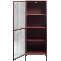 Wohnen Vitrinen<58x160x40 Stahl Vitrinenschrank in Dunkelrot - Enno
