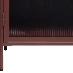 Wohnen Vitrinen<58x160x40 Stahl Vitrinenschrank in Dunkelrot - Enno