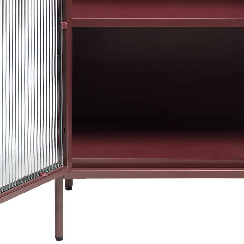 Wohnen Vitrinen<58x160x40 Stahl Vitrinenschrank in Dunkelrot - Enno