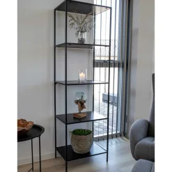 Wohnen Regale<51x170x36 Stahlregal in Schwarz lackiert - Esbessa