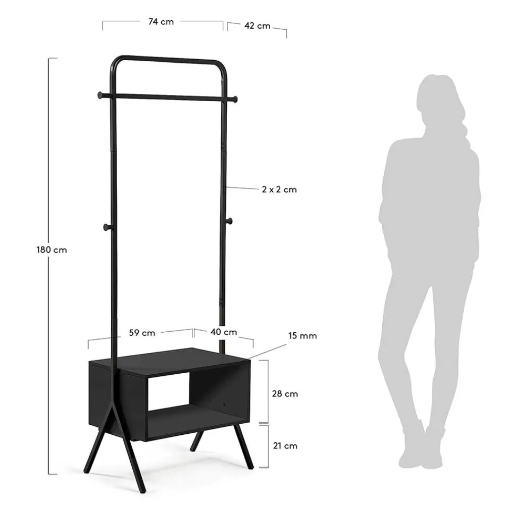 Wohnen Garderoben<74x180x42 Standgarderobe mit Schuhablage - Bados