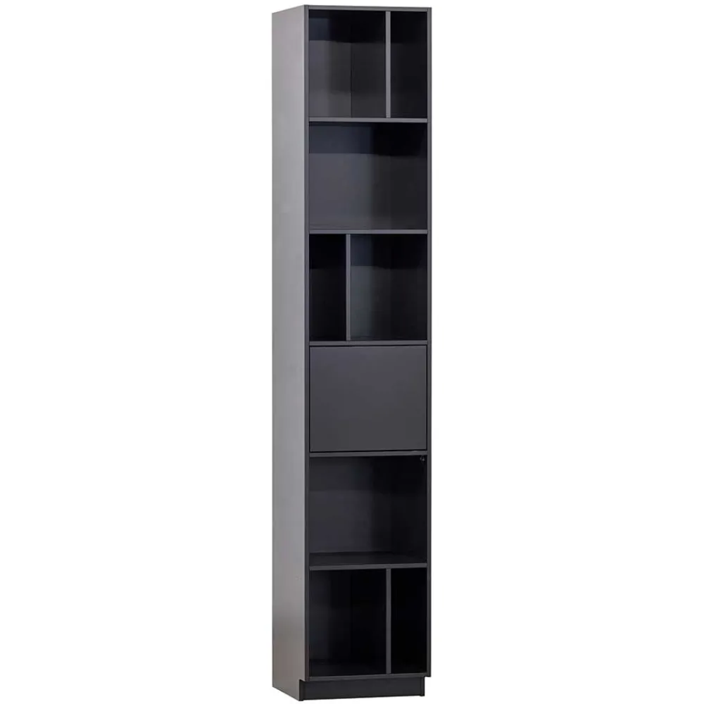 Wohnen Vitrinen<40x210x40 Standregal in Schwarz aus Kiefer - Niwidus