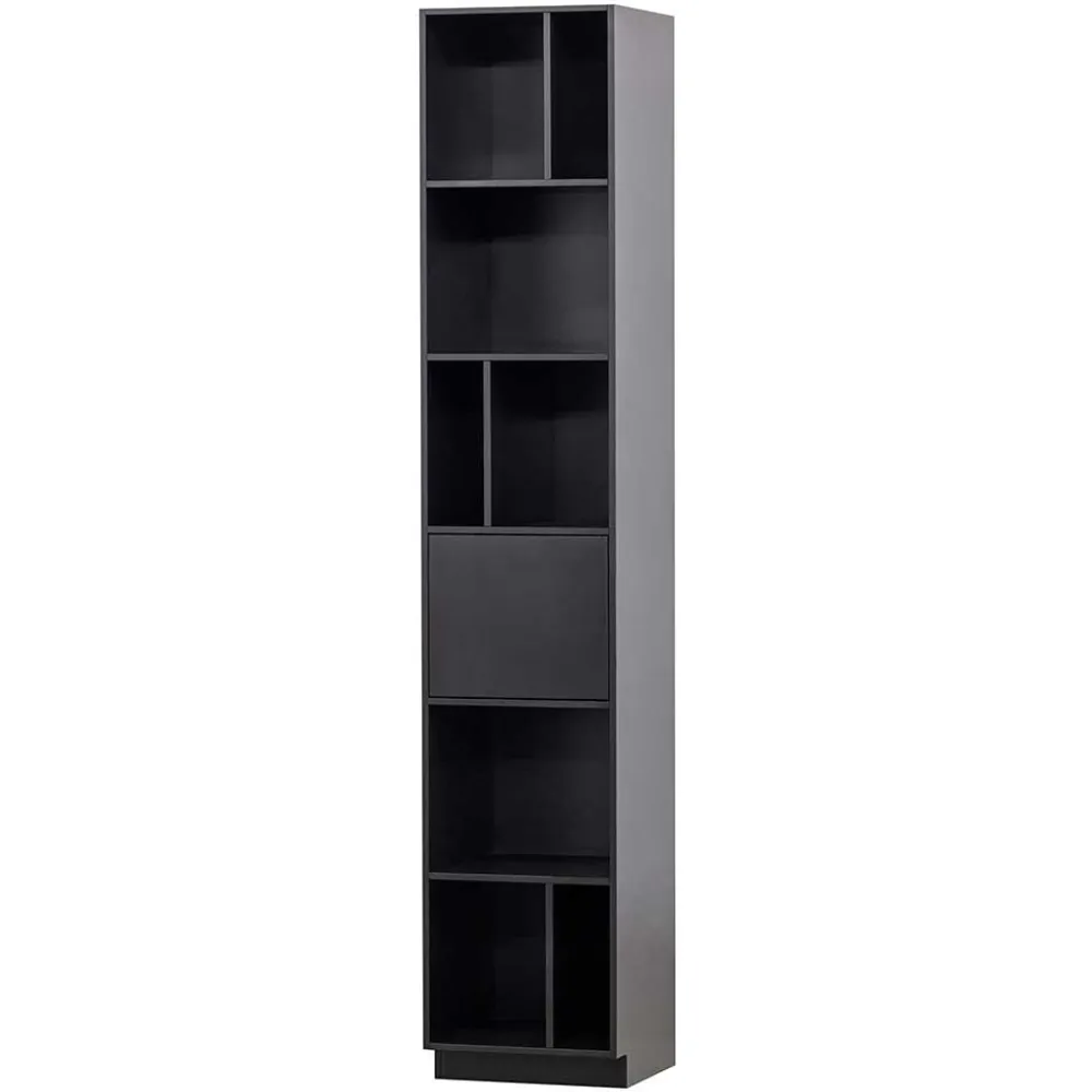 Wohnen Vitrinen<40x210x40 Standregal in Schwarz aus Kiefer - Niwidus