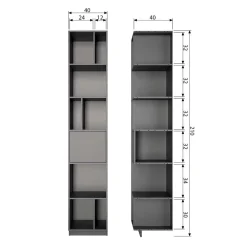 Wohnen Vitrinen<40x210x40 Standregal in Schwarz aus Kiefer - Niwidus