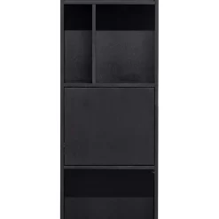 Wohnen Vitrinen<40x210x40 Standregal in Schwarz aus Kiefer - Niwidus